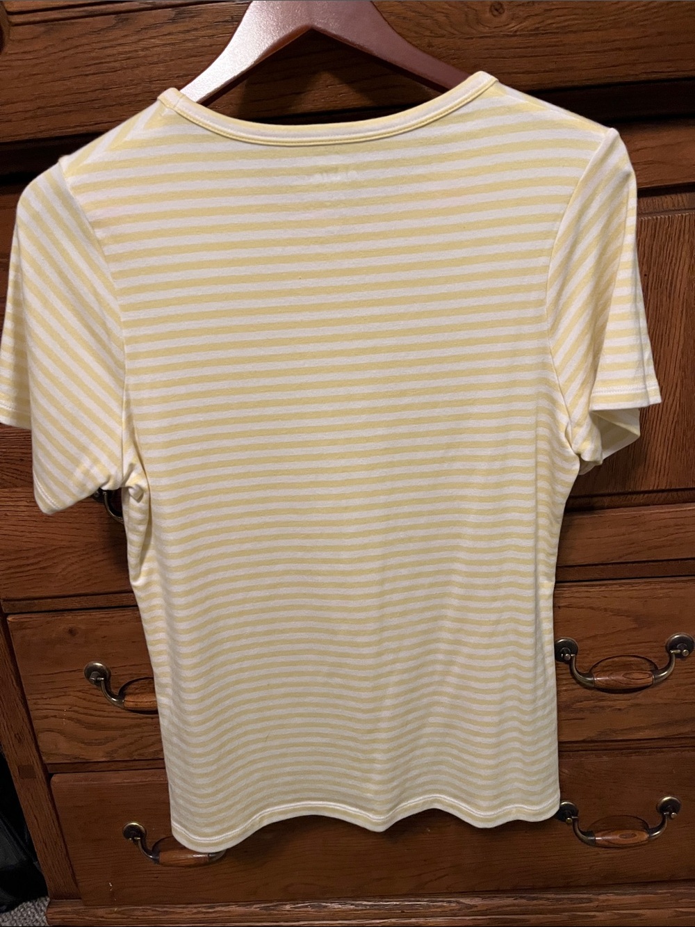 Orvis cotton yellow and white stripe T size XL - Picture 4 of 5